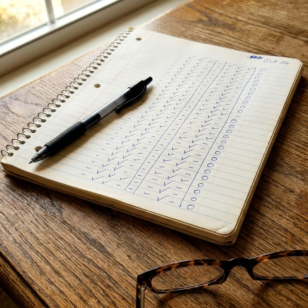 Nurse's notebook with daily log