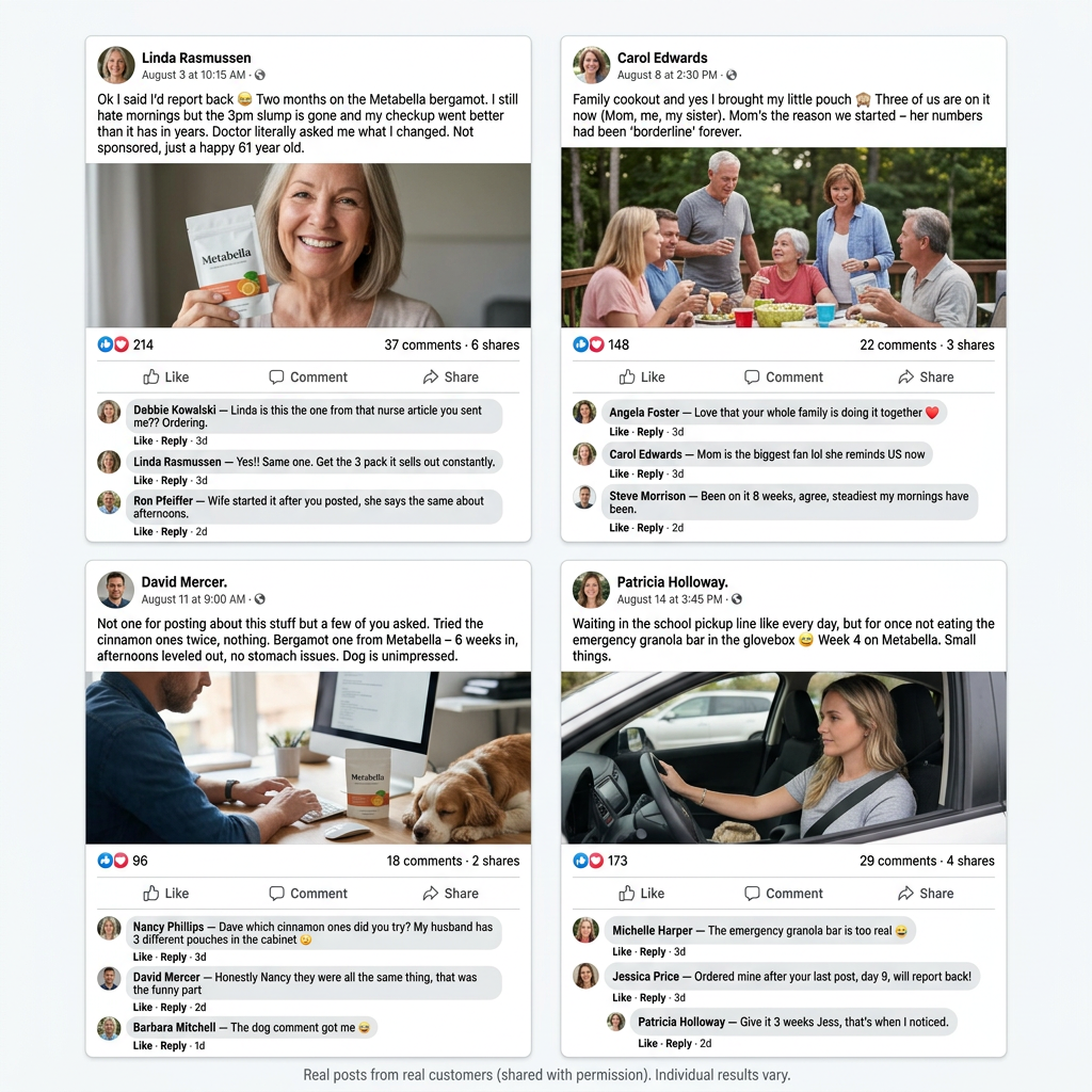 Social media posts from Metabella customers